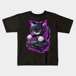 Rave DJ Cat Kids T-Shirt